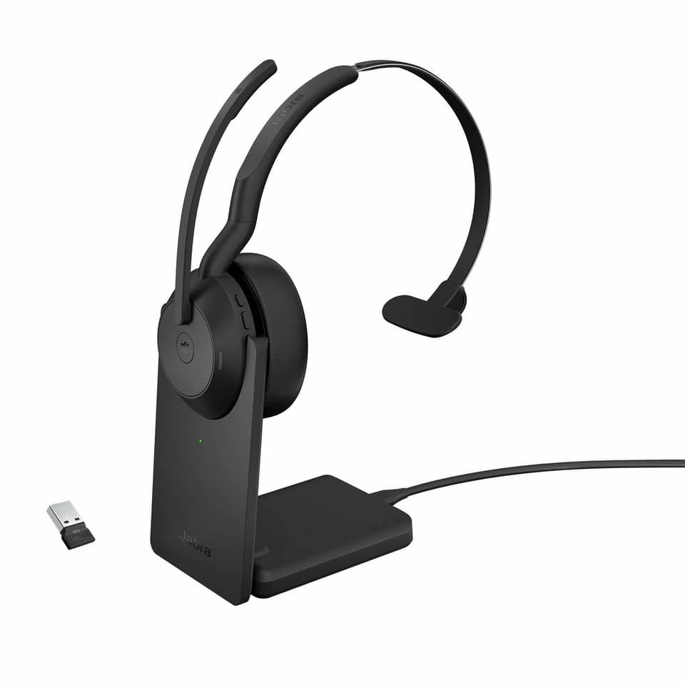 Headset Evolve2 55, Link 390a MS Mono mit Ladestation, schwarz