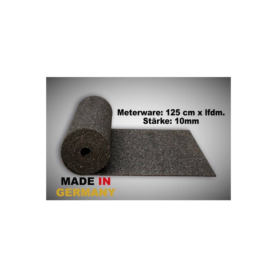 Antivibrations-Gummimatte - 1,25 x 10 m, schwarz