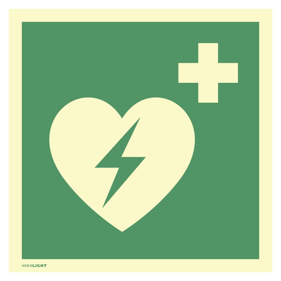 Automatisierter externer Defibrillator ISO 7010, Kunststoff, nachl., 160-mcd, 148x148 mm