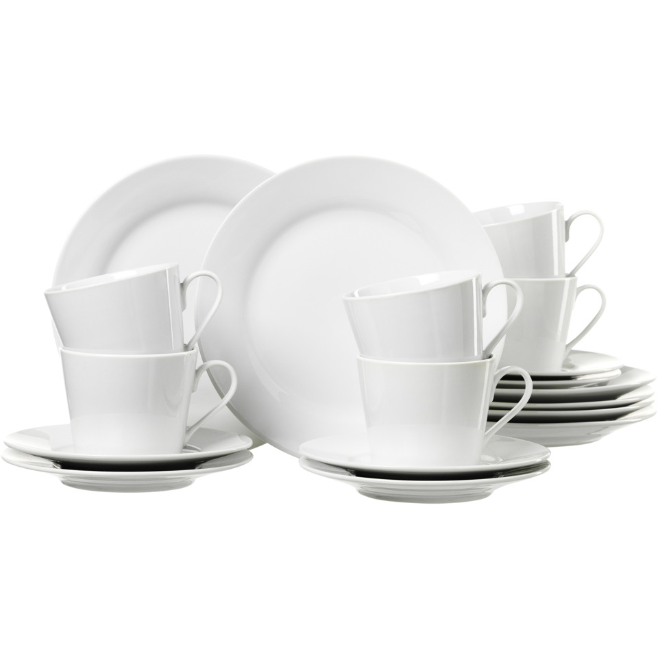 Kaffeetasse+Untertasse Bianco - 6-tlg., Porzellan, weiß