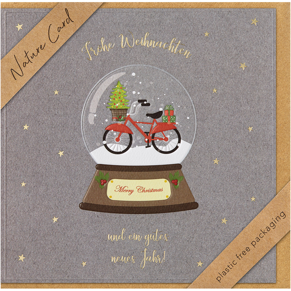 Doppeltext-Weihnachtskarte Nature Cards unverpackte Glückwunschkarte 15x15 cm mit Briefumschlag - kleine Sterne