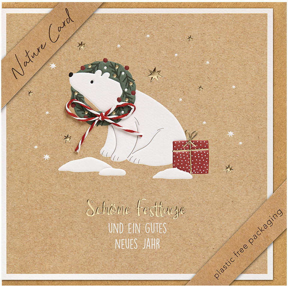 Weihnachtskarte Nature Cards unverpackte Weihnachtskarten mit Briefumschlag - Eisbär