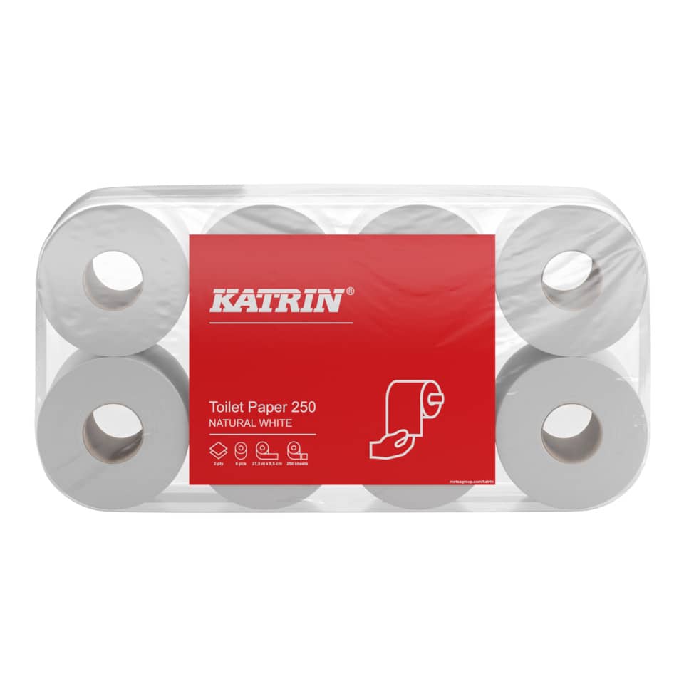 Toilettenpapier Basic Toilet - 2-lagig, naturweiß, 8 Rollen à 250 Blatt
