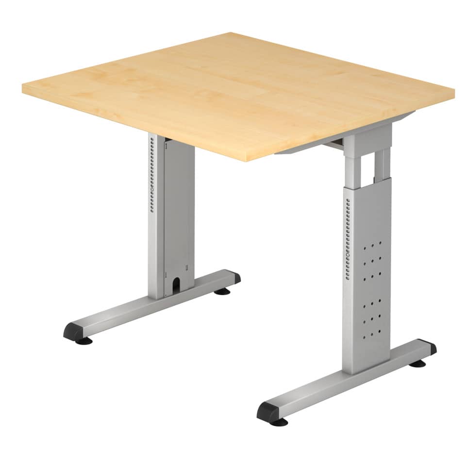 Hammerbacher Schreibtisch C-Fuß - 80 x 65-85 x 80 cm, höhenverstellbar, Ahorn/silber