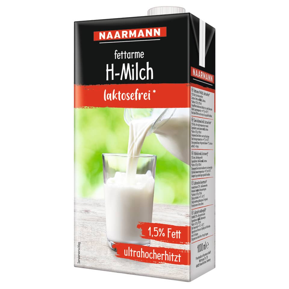 H-Milch - 1,5% Fett, laktosefrei, 12x 1 Liter