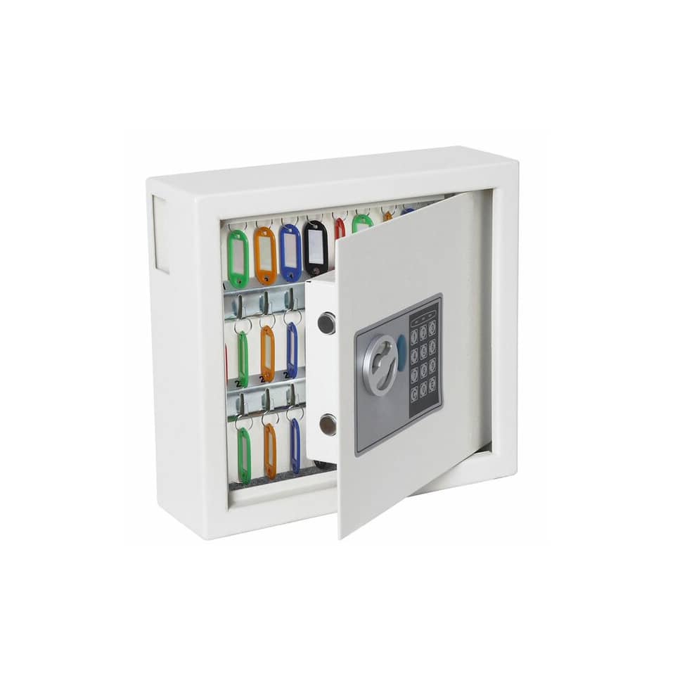 Schlüsseltresor Cygnus Elektronikschloss - 30 Haken, 300 x 280 x 100 mm, weiß