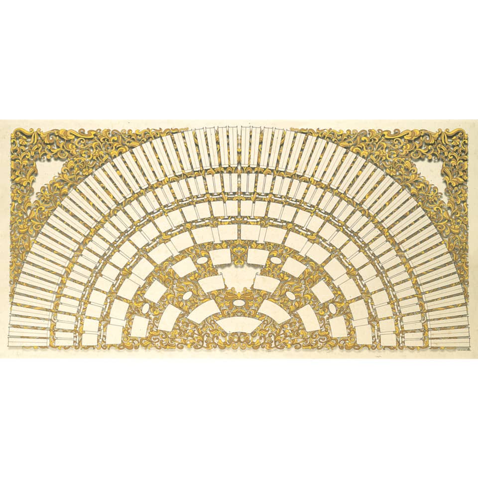 Schmuck-Ahnentafel "Halbkreis mit Ranken" 8 Generationen, 100x50 cm, 190g/qm