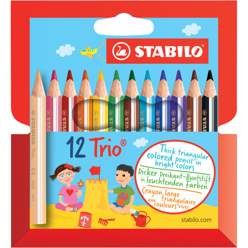 Dreikant-Buntstift - Trio dick kurz - 12er Pack - mit 12 verschiedenen Farben