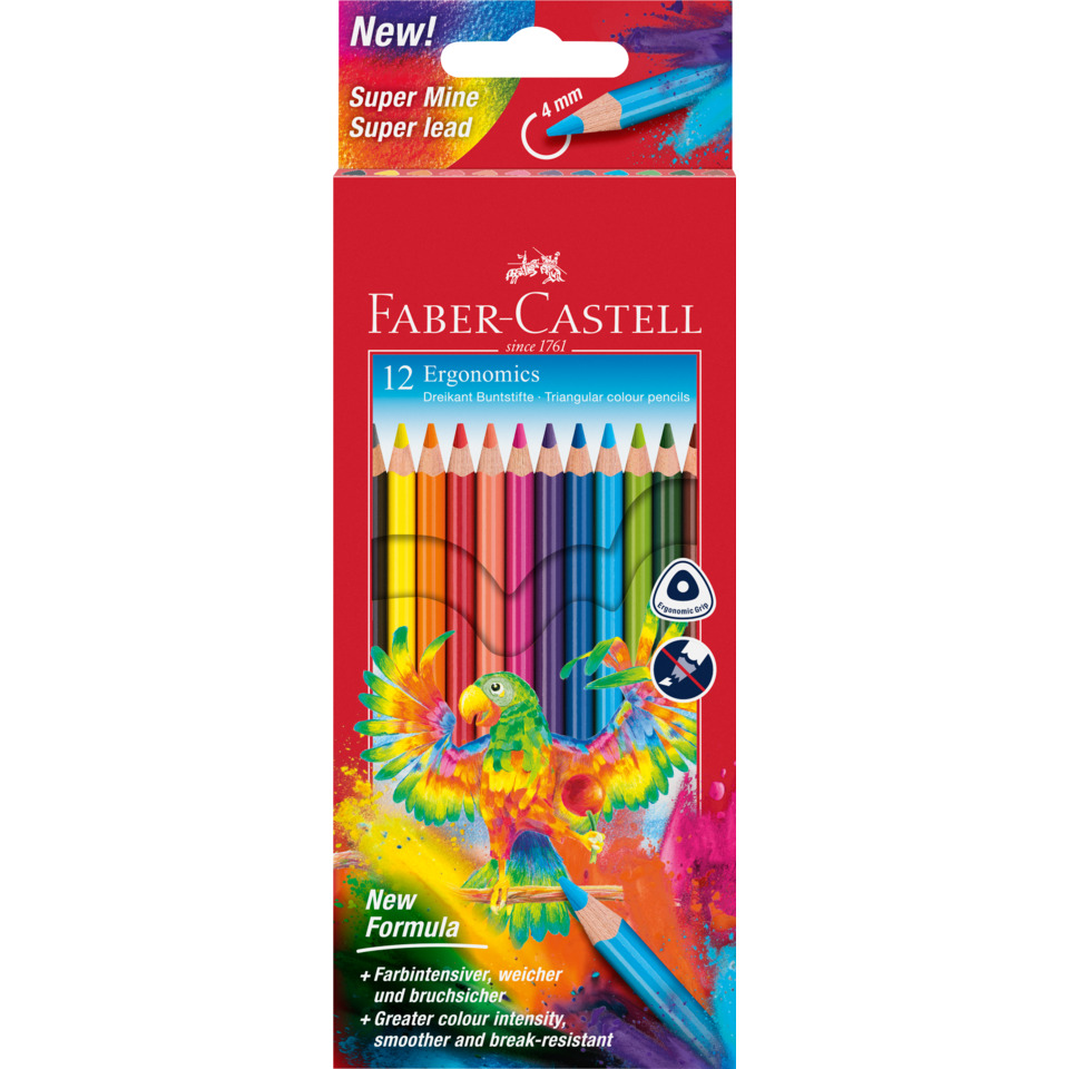 Buntstift Dreikantform - 12 Farben sortiert, Kartonetui