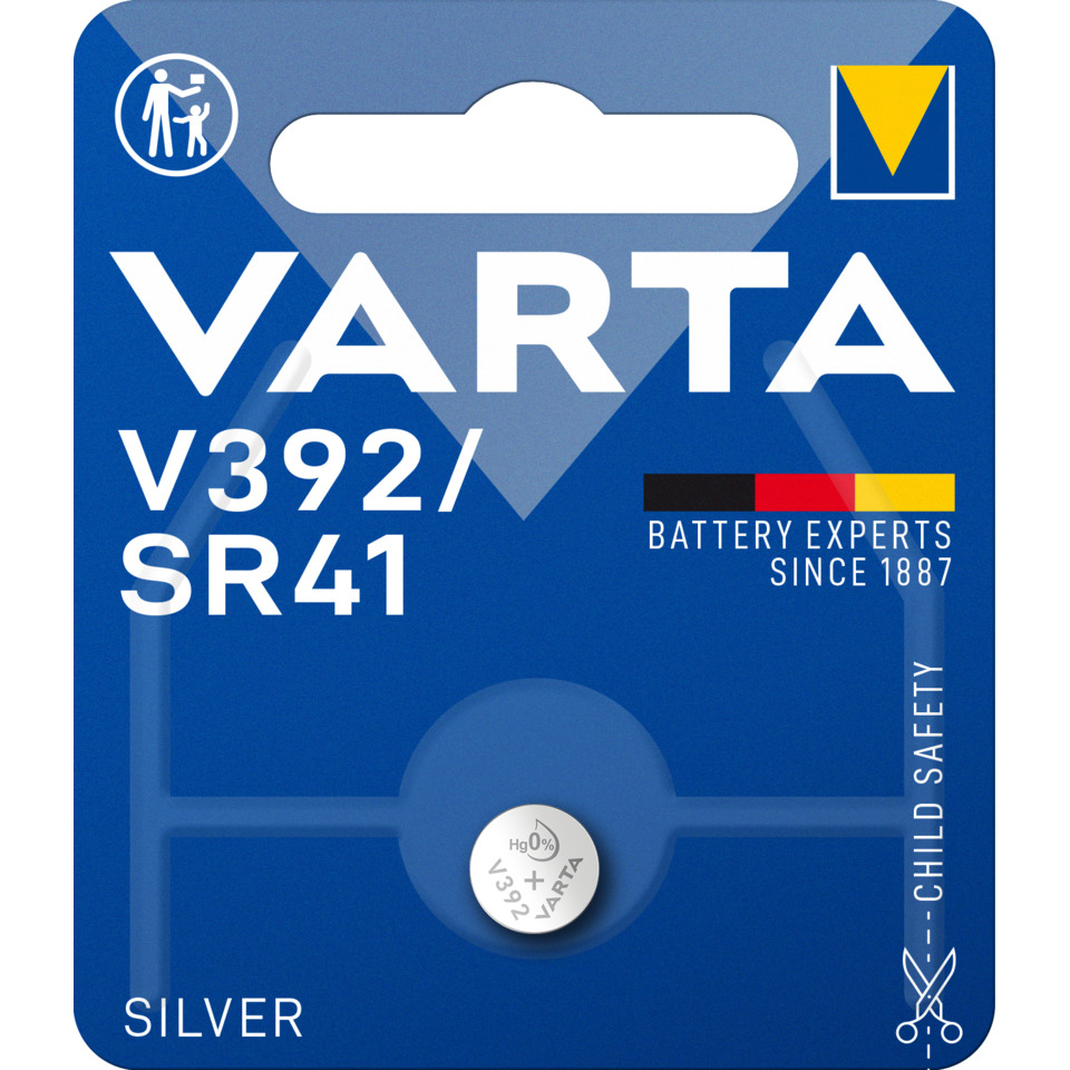 Knopfzellen-Batterie Silberoxid SR41/V392, 1 Stück