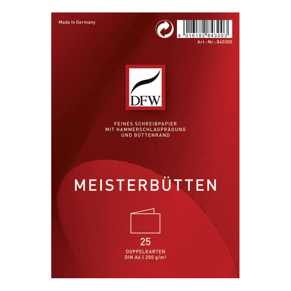 Doppelkarte Meisterbütten - A6 quer, 25 Stück