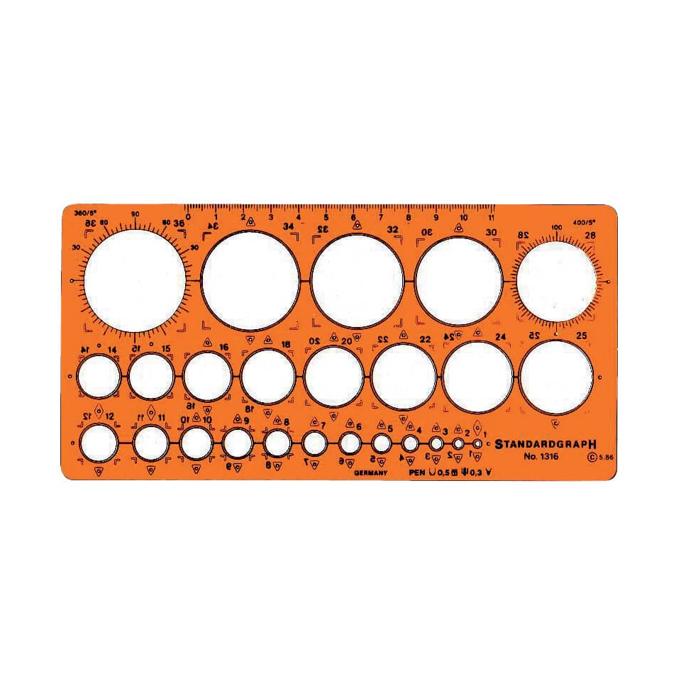 Kreisschablone Ø 1-36 mm (25 Kreise)