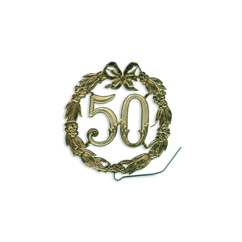 Jubiläumszahl 50 - Ø 13 cm, Draht, gold