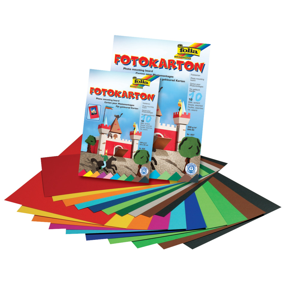 Fotokarton - A4, 10 Farben sortiert