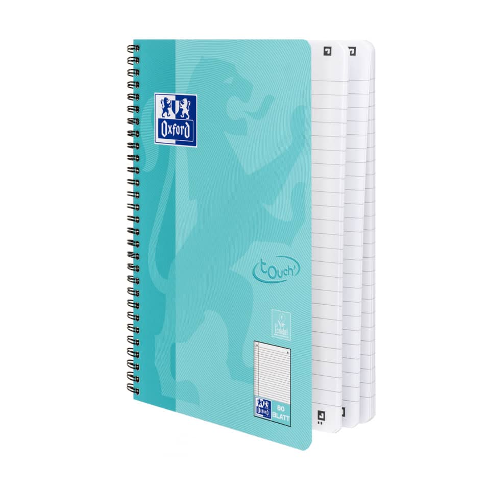 Collegeblock Touch - B5, liniert, 80 Blatt, 90 g/qm, aqua
