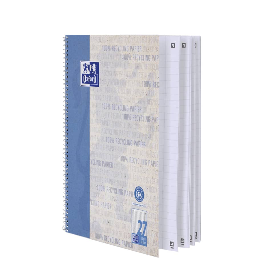 Collegeblock Recycling LIN 27 - A4+, 80 Blatt, liniert Rand links/rechts, blau