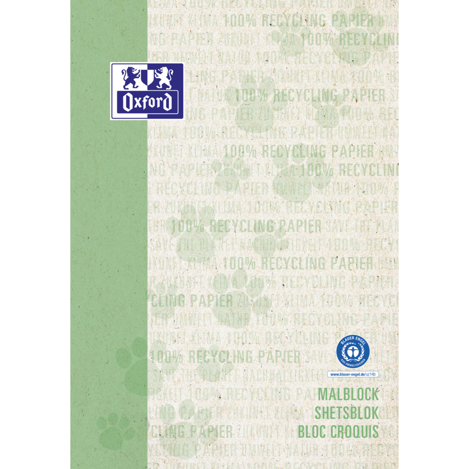 Malblock - A4, 90 g/qm, 100 Blatt, blanko, Recycling