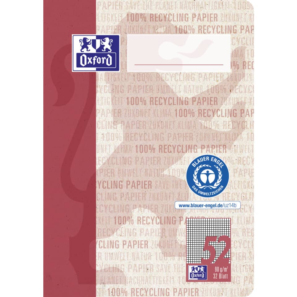 Oktavheft LIN52 - A6, 32 Blatt, 80,g/qm, 5mm kariert, recycled