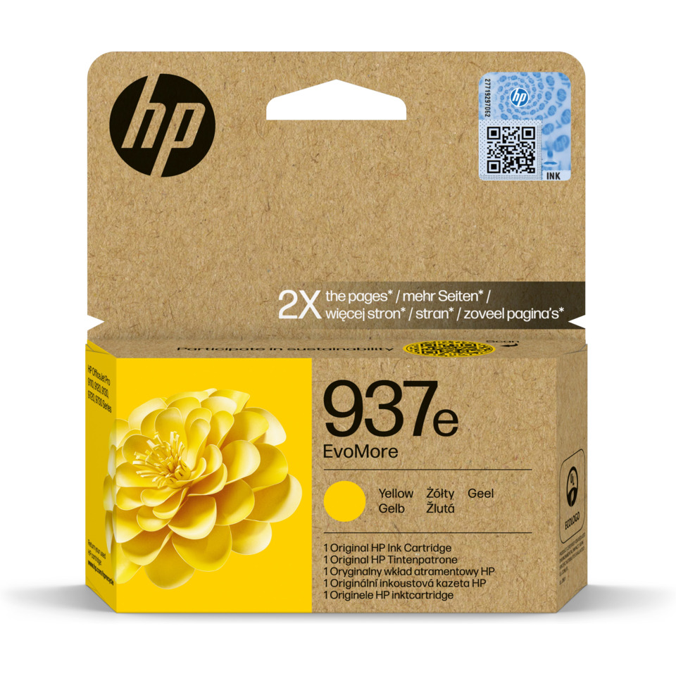 Original HP Druckkopfpatrone gelb Evomore (4S6W8NE,4S6W8NE#CE1,4S6W8NE#SE1,937E,937EY,937EYELLOW,NO937E,NO937EY,NO937EYELLOW)
