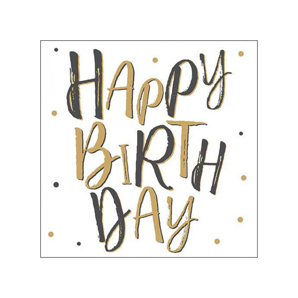 Motivserviette Happy Birthday, 33 x 33 cm, 3-lagig, 20 Stück