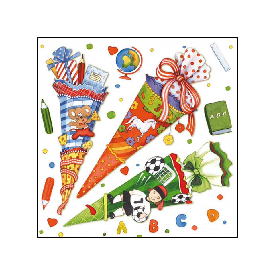 Motivserviette Schulanfang, 33 x 33 cm, 3-lagig, 20 Stück