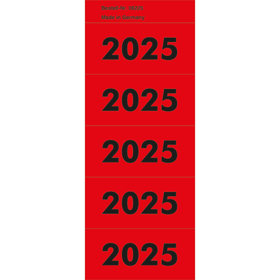 Inhaltsschilder 2025 - selbstklebend, 100 Stück, rot
