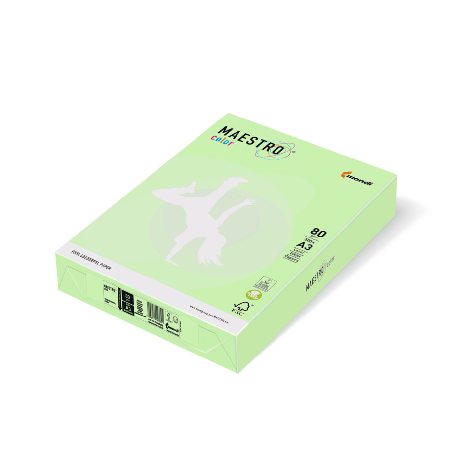 Kopierpapier MAESTRO® Color Pastell, A3, 80g/m², 500 Blatt, mittelgrün