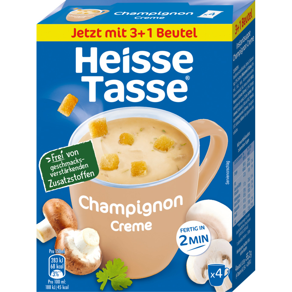 Instantsuppe Champignoncreme für 600ml, 4 Stück