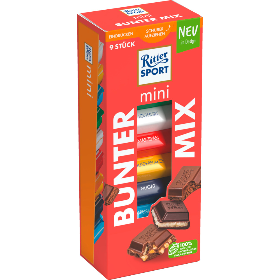 Schokoladentäfelchen Mini bunter Mix Turm, 150g