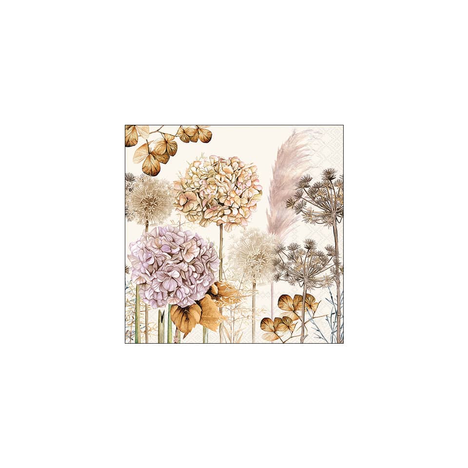 Motivserviette getrocknete Blumen, 25 x 25 cm, 3-lagig, 20 Stück