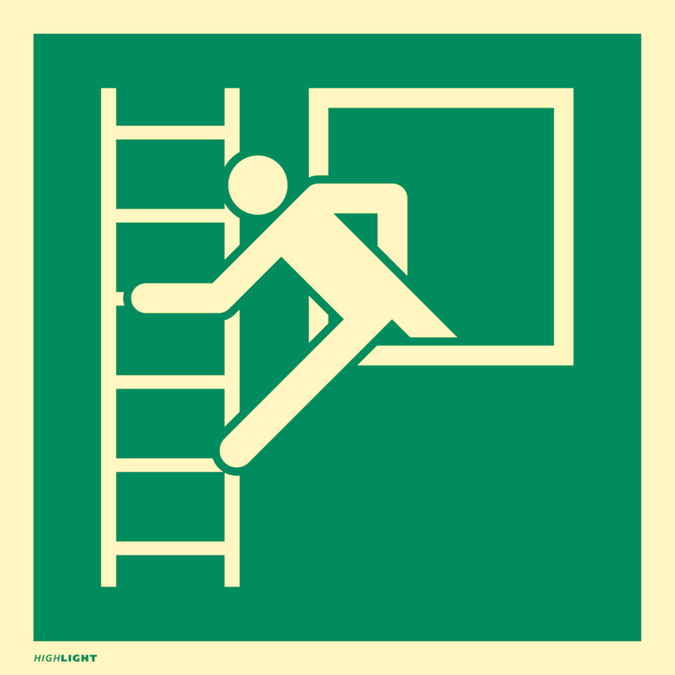 Hinweisschild "Notausstieg mit Fluchtleiter", ISO 7010, 148 x 148 mm MARKE OEM