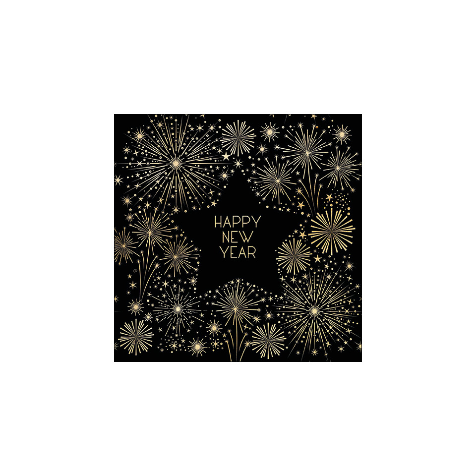 Neujahrs-Serviette Goldenes Neujahr, 33 x 33 cm, 3-lagig, 20 Stück