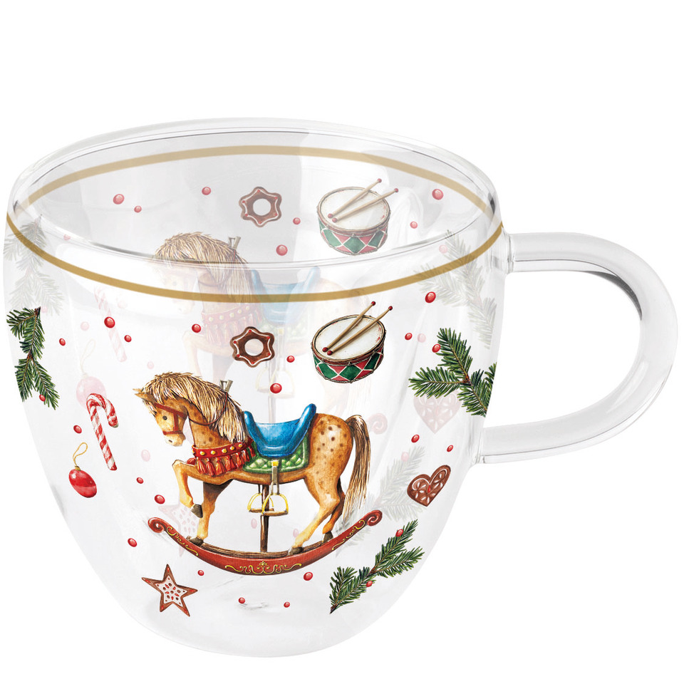Weihnachts-Teeglas Schaukelpferd, 0,2l