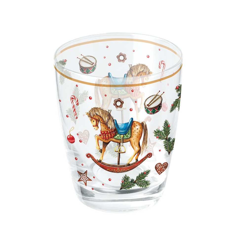 Weihnachts-Wasserglas Schaukelpferd, 0,25l