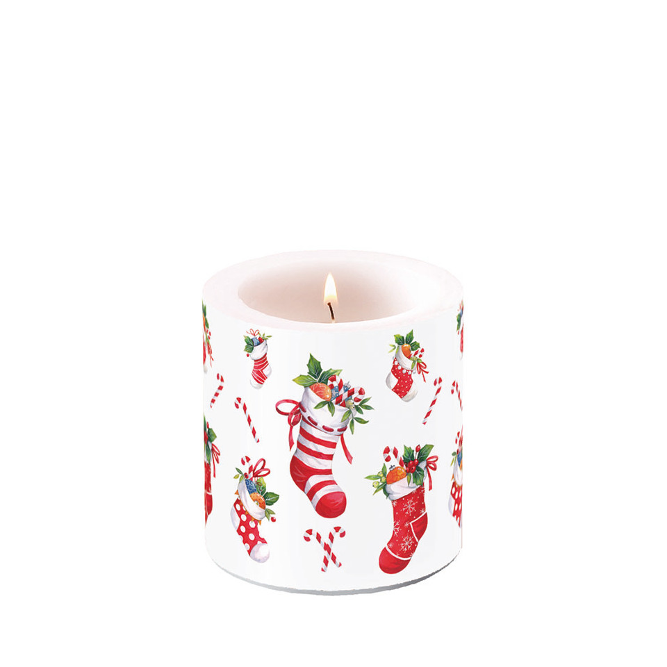 Weihnachtskerze Weihnachtsstrümpfe, 9cm