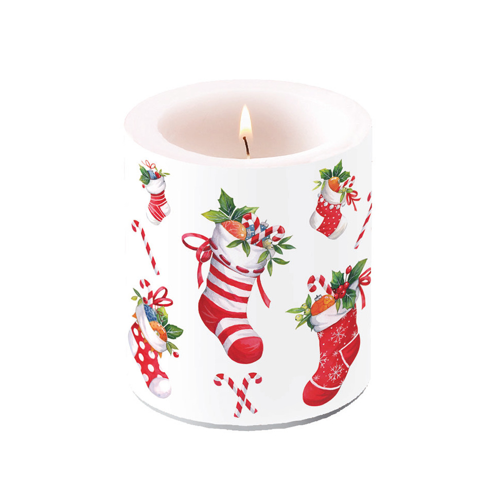 Weihnachtskerze Weihnachtsstrümpfe, 10cm