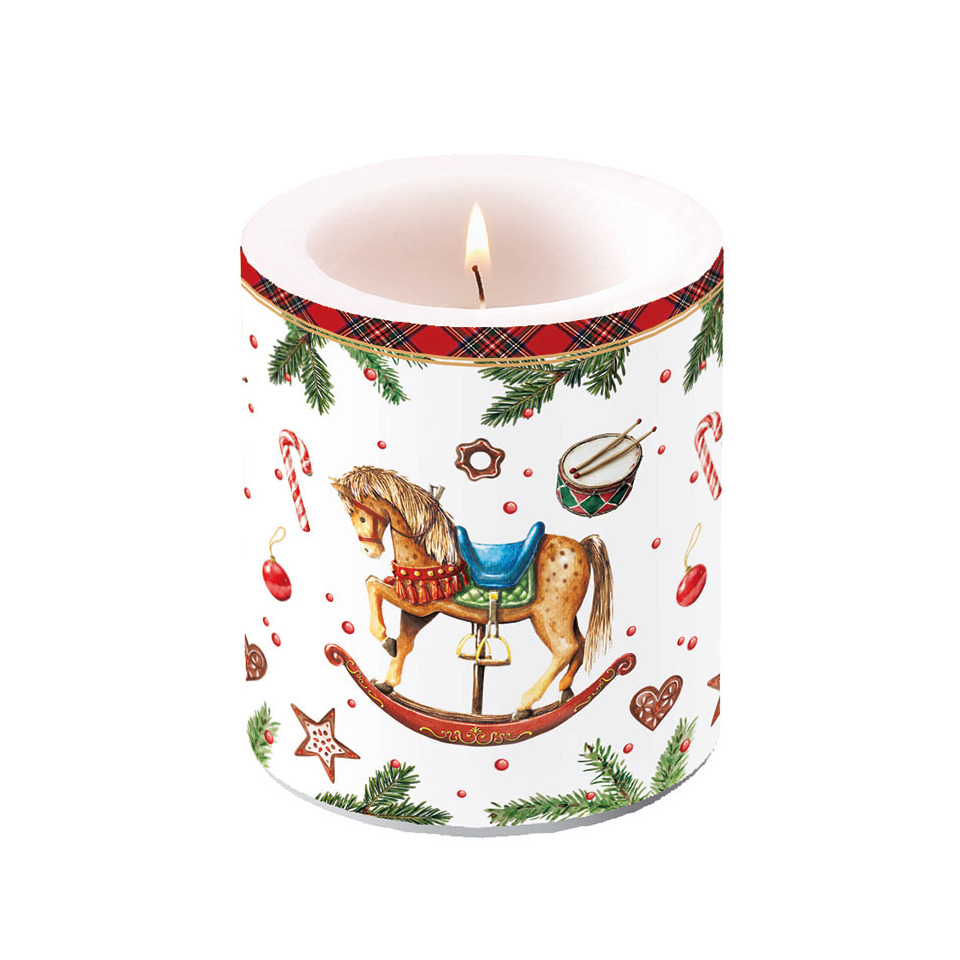 Weihnachtskerze klassisches Schaukelpferd, 10cm