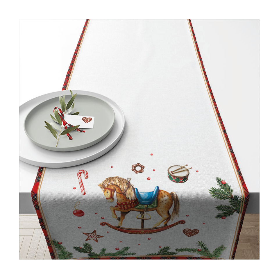 Weihnachts-Tischläufer klassisches Schaukelpferd, 40 x 150 cm