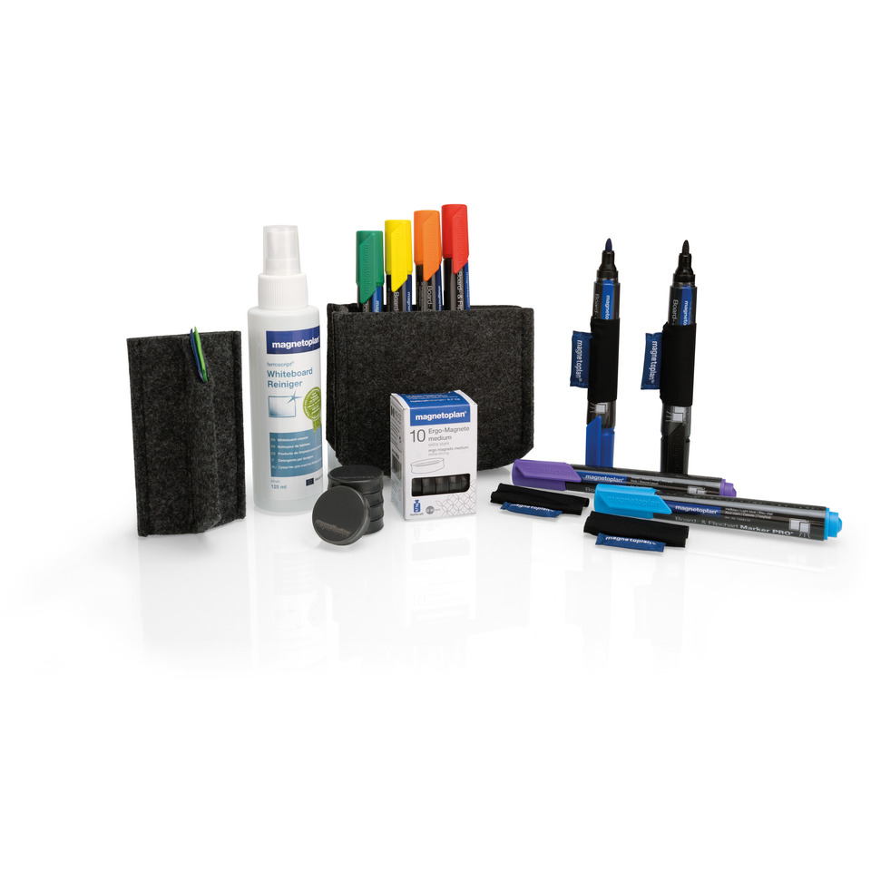 Whiteboard Zubehör Essentials Kit, 25 Teile, grau