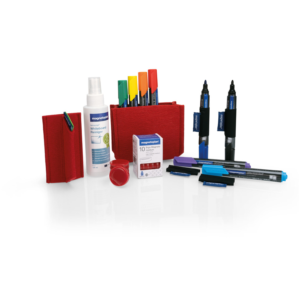 Whiteboard Zubehör Essentials Kit, 25 Teile, rot