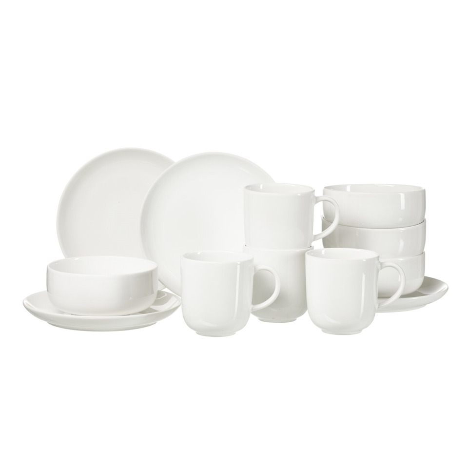 Frühstücksset Volos, 12-teilig , Steinzeug, weiß