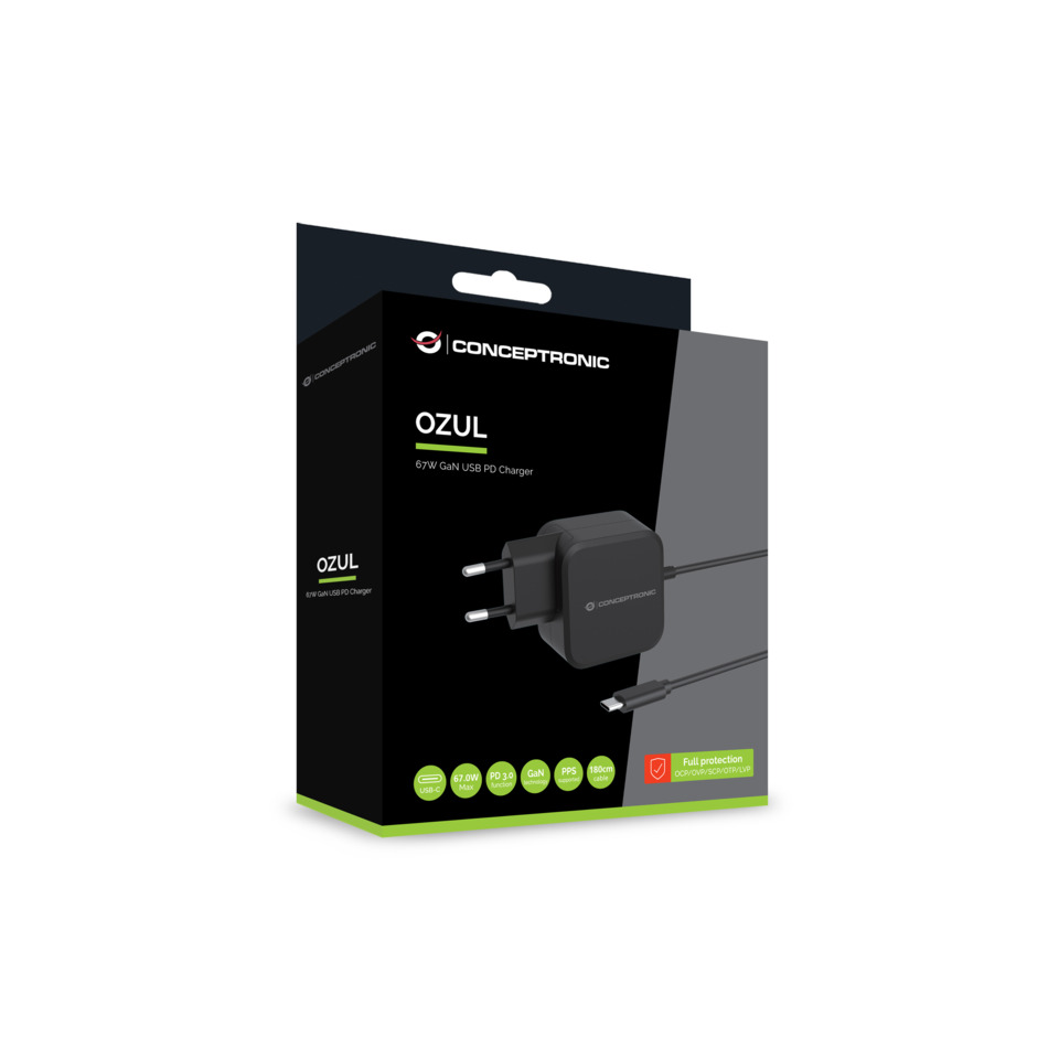 Ladegerät USB-PD-67W GaN , Eingebautes USB-C-Kabel