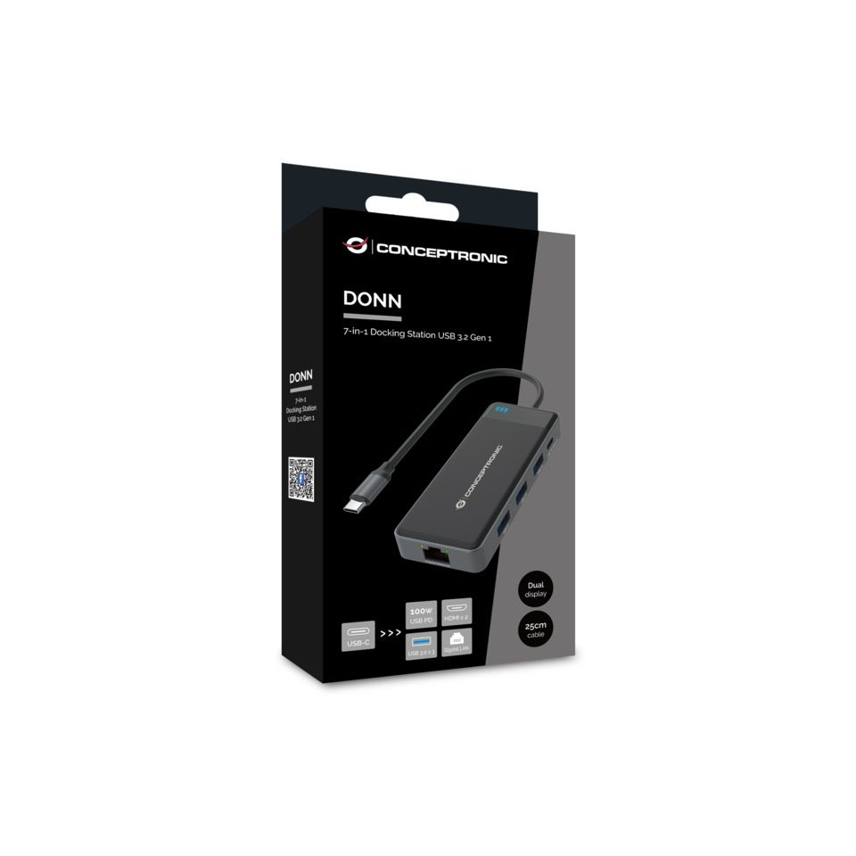 Dockingstation 7-in-1, USB 3.2 Gen 1, HDMI, USB-C, PD, USB 3.0, Gigabit-Ethernet-Port