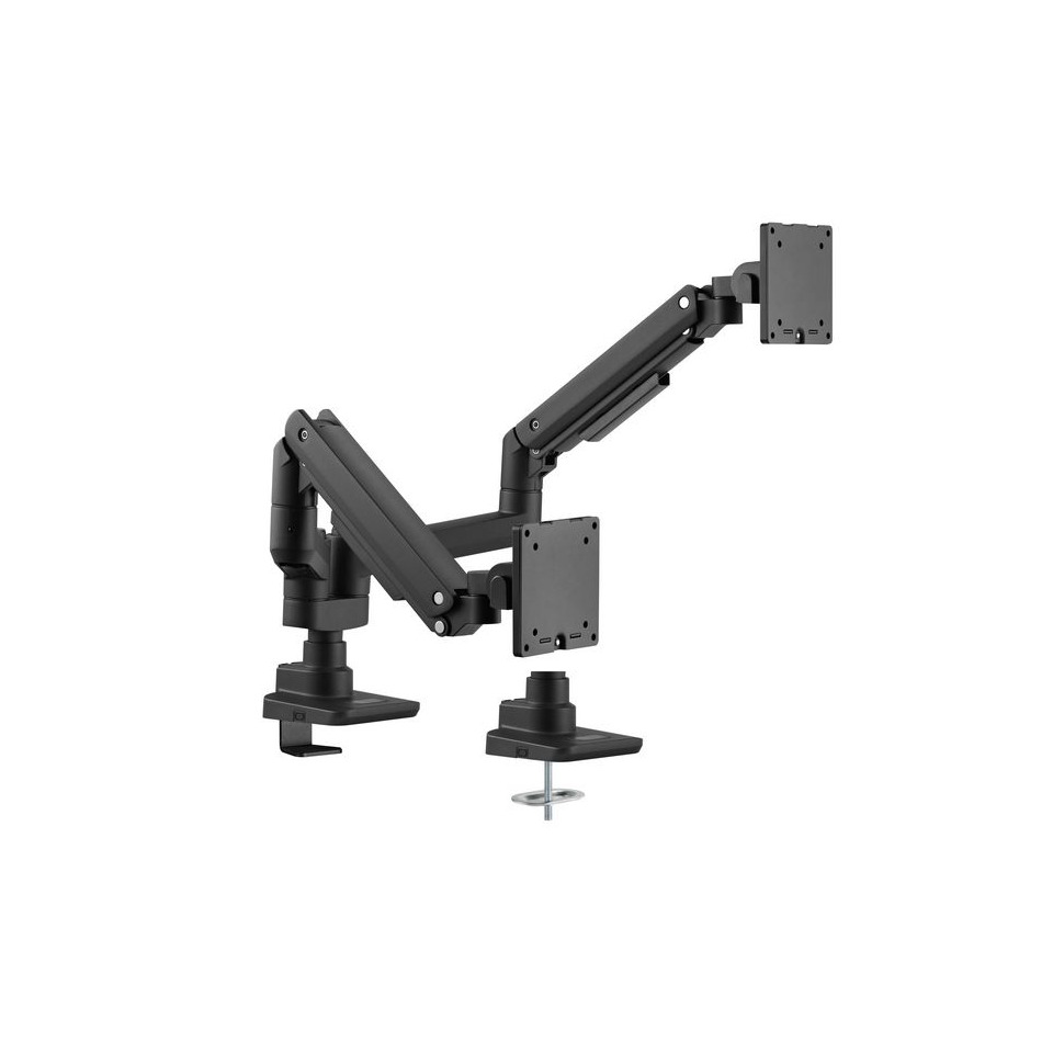 Schwerlast-Doppelmonitor-Tischhalterung, 17"-35", neigbar, schwarz 