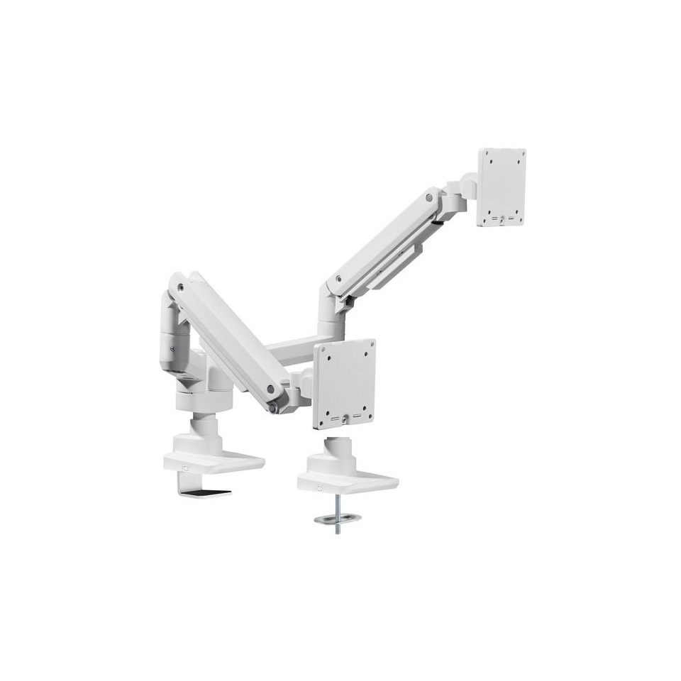 Schwerlast-Doppelmonitor-Tischhalterung, 17"-35", neigbar, weiß 