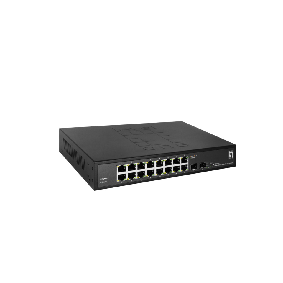 Hilbert Gigabit Smart Lite Switch 18-Port, 16x Gbit RJ45, 2x Gbit SFP