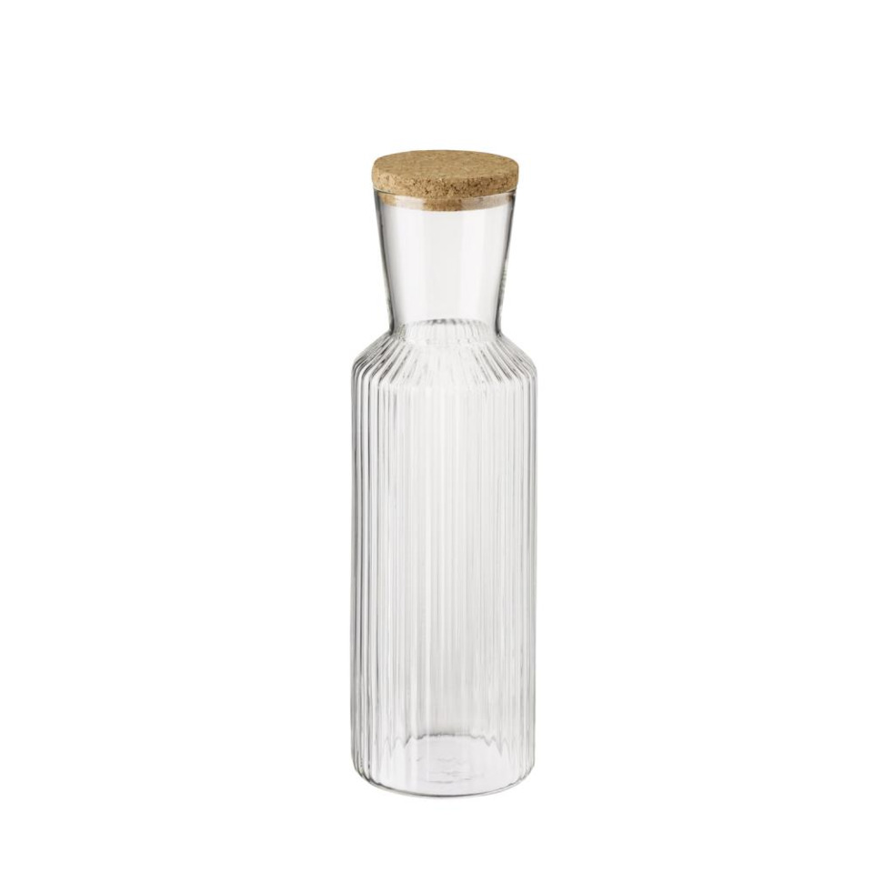 Glaskaraffe Lines mit Korkdeckel, 1L