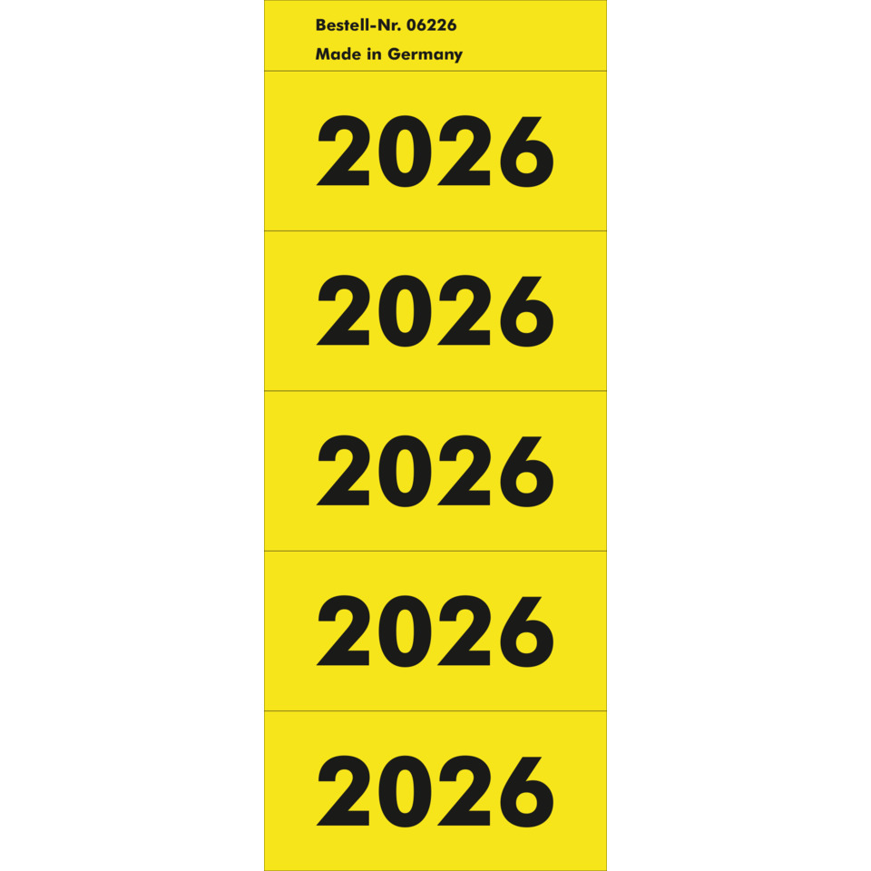 Inhaltsschilder 2026 - selbstklebend, 100 Stück, gelb