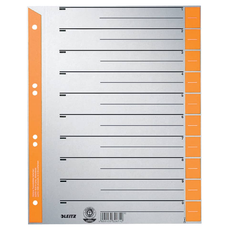 1652 Trennblätter - A4 Überbreite, orange, farbiger Lochrand, 100 Stück