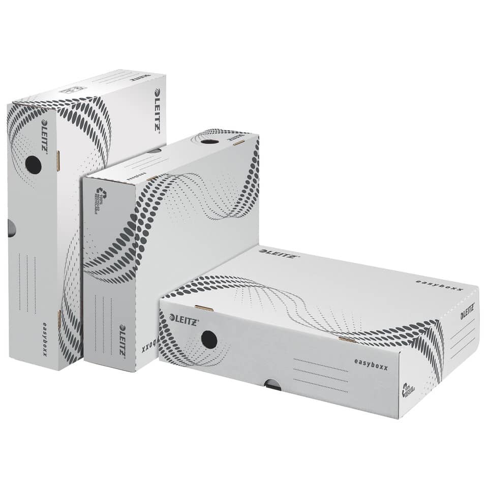 6134 Archivbox easyboxx - A4, 80 mm, Wellpappe (RC), breite Öffnung, Klappdeckel, weiß